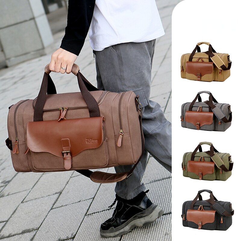 1pc/2pc Travel Bags Large Capacity Handbags Luggage Canvas Bag Cut-proof Overnight Travel Shoulder Bags briefcase Dropshipping