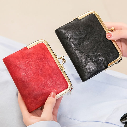 Women Wallet Short Bifold Retro Multifunction Coin Purse with Zip and Kiss Lock Green PU Leather Female Short Purses Wallets