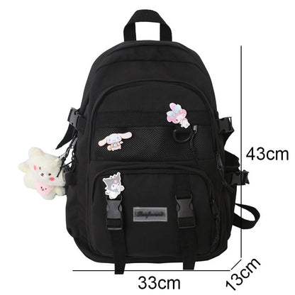 Fashion Girl Badge Waterproof Travel Mesh College Backpack Ladies Trendy Women School Bag Kawaii Female Laptop Backpack Cool Bag