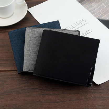 Men&#39;s Fashion Canvas Wallet Short Multi-card Coin Purse Casual Soft Business Clutch Wallet Male Youth Horizontal Card Holder PU