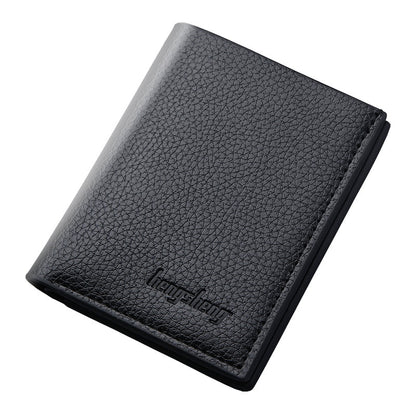 Men Wallets 100% Genuine Leather Real Cowhide Card Holder Wallets for Man Short Fashion Black Coin Purse Photo Money Clip Bag