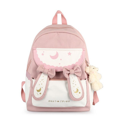 Lolita Rabbit Backpack Cute Bow Ears School Bag Teenage Girls Sweet Backpacks Students Children Harajuku Kids Rucksack