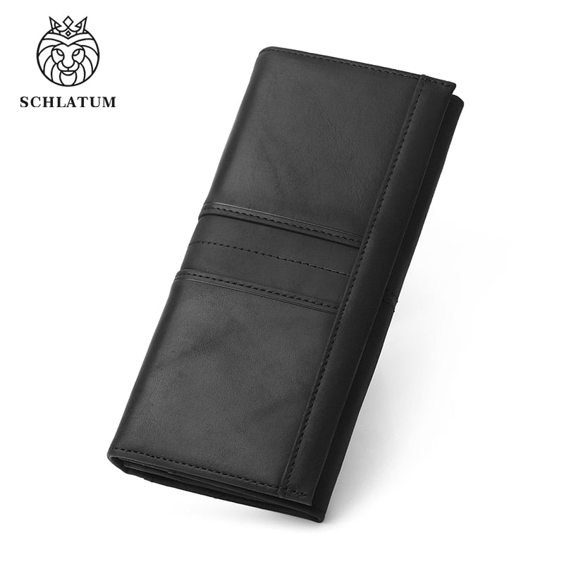 SCHLATUM Men Leather  Wallet Long Multifunction  Business Card Holder Purse Brand Fashion Male Wallets