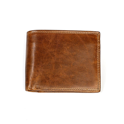 RFID Genuine Leather Men Wallets Short Vintage Card Holder Zipper Coin Pocket Male Wallet Photo Holder Multifunction Men Purses