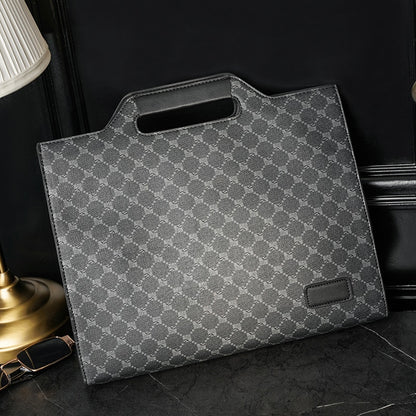 New Luxury Brand Designer Plaid Leather Briefcase Work Office Laptop Handbag Zipper iPad Document Stereotyped Bag Male Satchels
