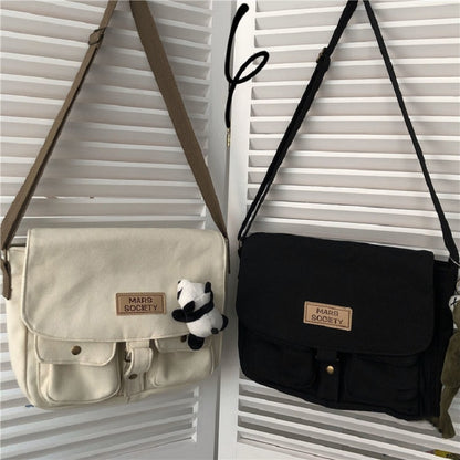 japanese Kawaii casual Harajuku women shoulder bag Zip up large capacity Fashion school bag Vintage Y2k Couple Women Canvas bag