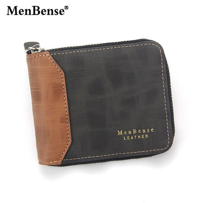 Short Men&#39;s Leather Wallet Brand Handy Purse Male Pocket Bag For Coin Money Leather Zipper Wallet Mini Card Holder Small Purse