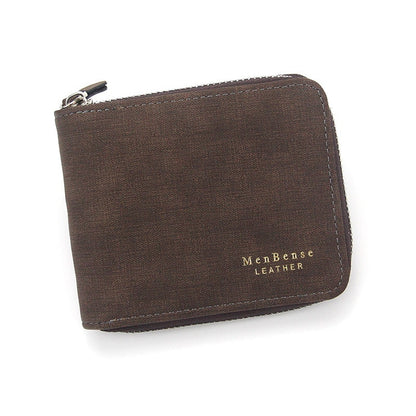 Short Men&#39;s Leather Wallet Brand Handy Purse Male Pocket Bag For Coin Money Leather Zipper Wallet Mini Card Holder Small Purse
