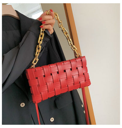 Women Bag Weave Gold Chain Leather Bags Women&#39;s Single Shoulder Armpit Bag Luxury Handbag Advanced Texture Luxury Design