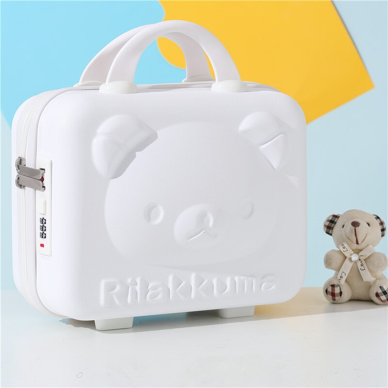 14-inch Rilakkuma Storage Box Makeup Box Suitcase Portable Small with Lock Password Mini Luggage Make Up Storage Case