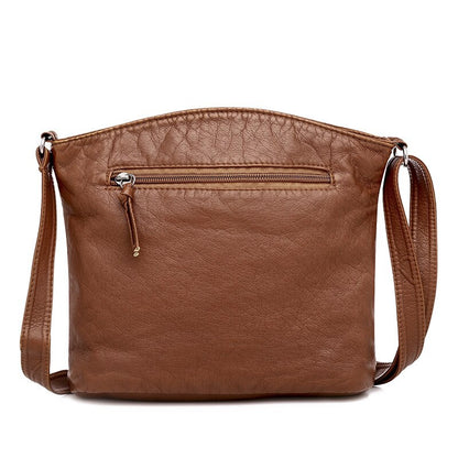 New Korean style PU leather crossbody bags for women Casual retro small square shoulder bag Large Capacity soft leather handbag