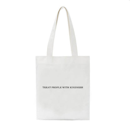 YWBK Women Bag Fashion Canvas Treat People with Kindness Letter Casual Big Capacity Harajuku WomenNew Fun Vintage Shoulder Bag