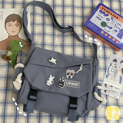 Fashion Shoulder Bags for School Teens Fun Anime Cartoon Large Size Crossbody Bag for Girl Canvas Hip Hop