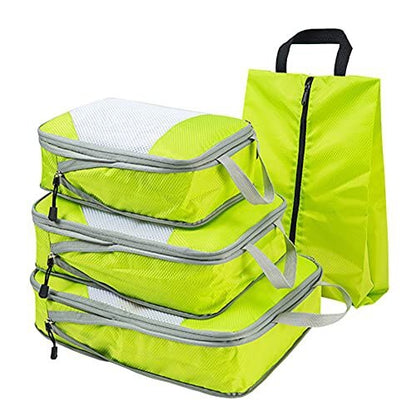 Compression Packing Cubes Set,4pcs/set Travel Storage Bag Portable Luggage Suitcase Organizer Set Extensible Packing Mesh Bags