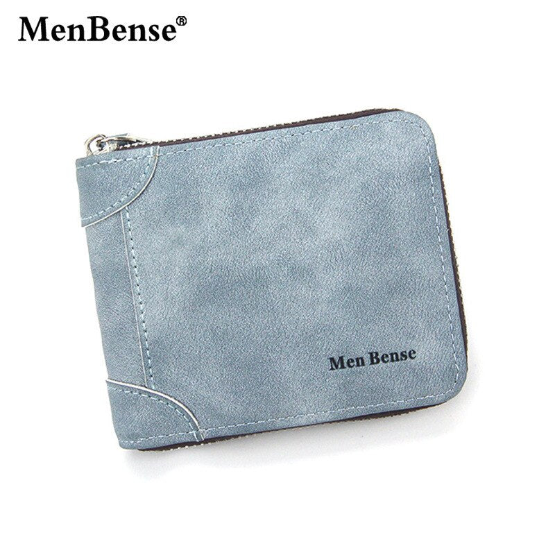 Short Men&#39;s Leather Wallet Brand Handy Purse Male Pocket Bag For Coin Money Leather Zipper Wallet Mini Card Holder Small Purse
