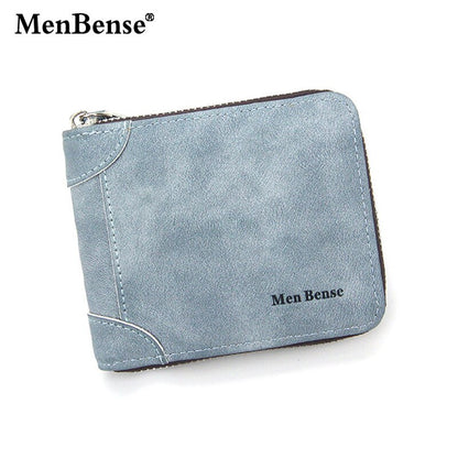 Short Men&#39;s Leather Wallet Brand Handy Purse Male Pocket Bag For Coin Money Leather Zipper Wallet Mini Card Holder Small Purse