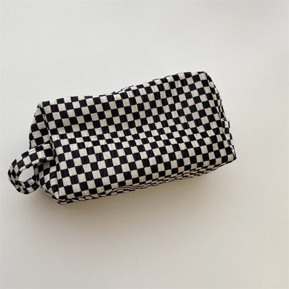 Korean Fashion Pencil Case Corduroy Plaid&Flowers Makeup Bag Lipsticks Bag Women Neceser Small Cosmetic Bag Beauty Organizer Bag