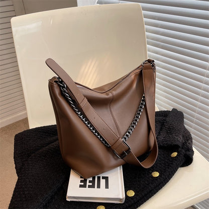 New Women&#39;s Handbag Soft PU Leather Chain Shoulder Bag Large Capacity Lady Purse Fashion Crossbody Shopping Messenger Sling Bag
