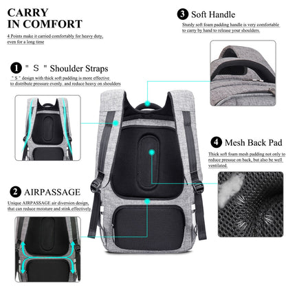 DTBG 17.3&quot; Laptop Backpack Large Capacity With Bubble Pad,Nylon Durable Water Resistant Men&#39;s / Women&#39;s Business Travel Backpack