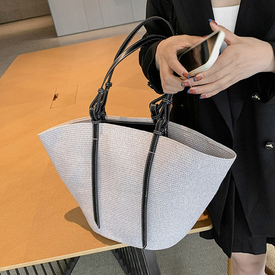 Fashion Design Rattan Woven Women Bag Luxury Brand Straw Shoulder Handbags and Purses Trend Large Capacity Female Handmade Totes