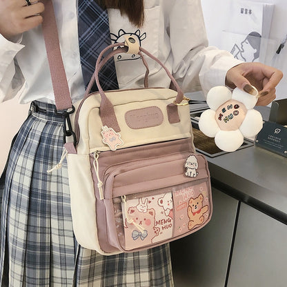 Korean Style Cute  Backpacks Women Waterproof Nylon Small Shoulder Bags for Teenage Girls Schoolbags Flower Travel Backpack