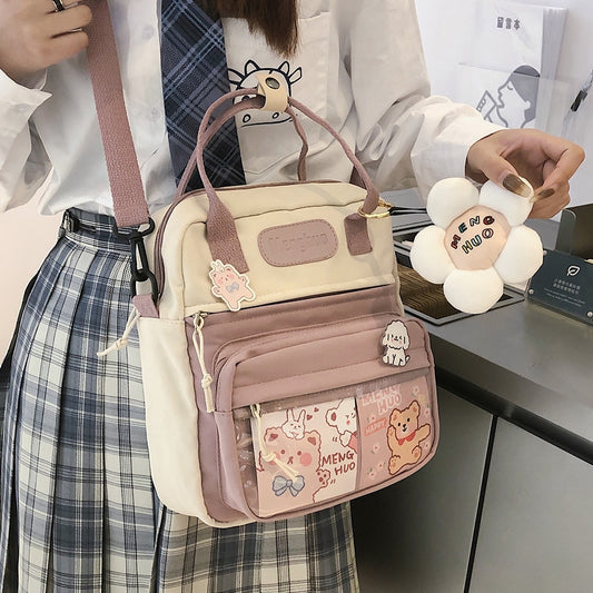 Korean Style Cute  Backpacks Women Waterproof Nylon Small Shoulder Bags for Teenage Girls Schoolbags Flower Travel Backpack