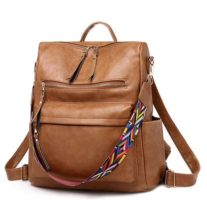 Multifunction Soft Leather Women Waterproof Backpack Capacity Travel Backpack High Quality Retro School Bags for Teenage Girls
