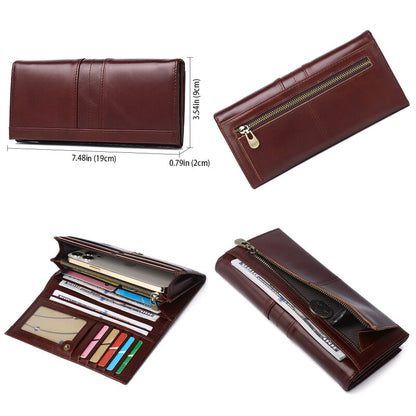 SCHLATUM Men Leather  Wallet Long Multifunction  Business Card Holder Purse Brand Fashion Male Wallets