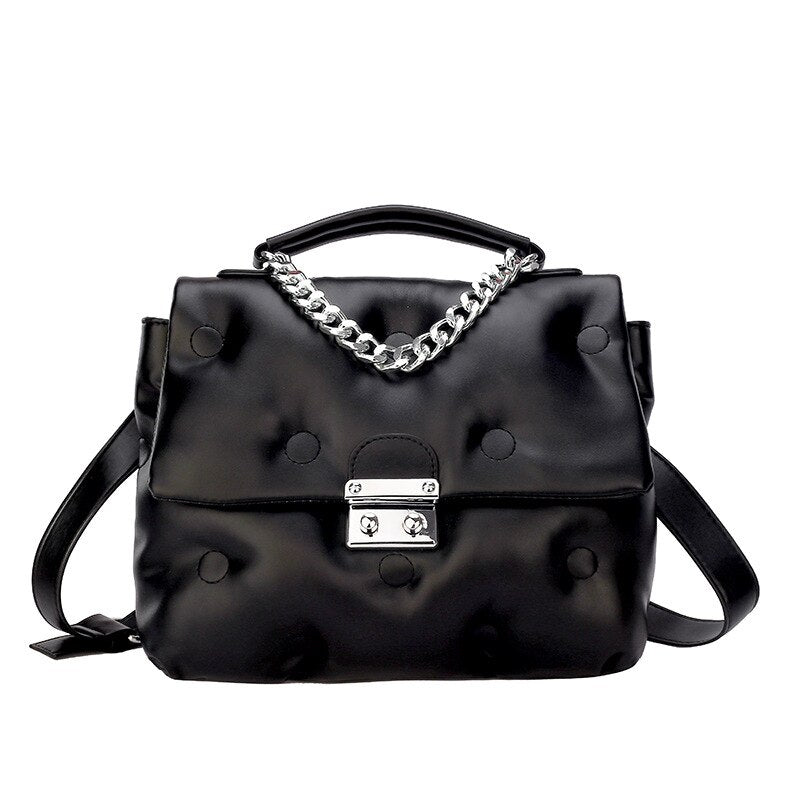 New Casual Simple chain Shoulder Bag Fashion Stitching Wild Messenger Brand Female Totes Crossbody Bags Women Leather Handbag