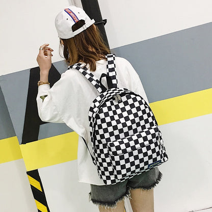 Unisex Plaid Nylon Female Travel Daypack Laptop Backpack Book Schoolbags Feminina School Casual Rucksack Women Bag
