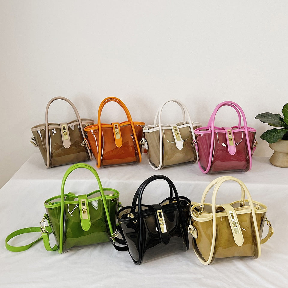 Summer Colorful Jelly Women Bag Brand Designer Women&#39;s Crossbody Shoulder Bags Transparent Fashion Handbags Top Handle Purse NEW