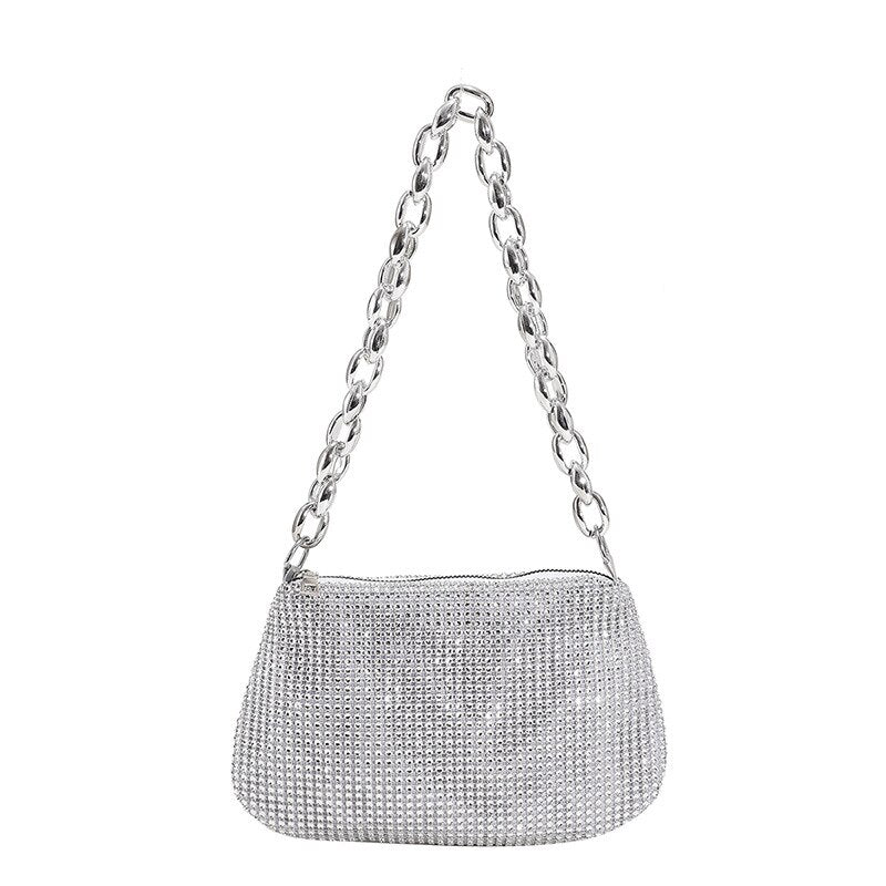 New Rhinestone Underarm Bag Fashionable Versatile Compact And Portable European Style For Woman Daily Wear Or Matching