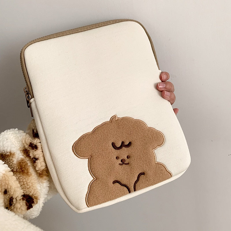 11 13 inch Laptop Tablet Case Korean Bear Dog Pouch For Macbook Air Pro Retina 9.7 10.8 13.3 15 15.6 Inch Ipad Inner Sleeve Bag
