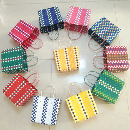 Luxury Designer Brand Logo Bag for Woman Charity Edition Shopping Tote Design Handbags Summer Beach Hand Woven Plaid Basket