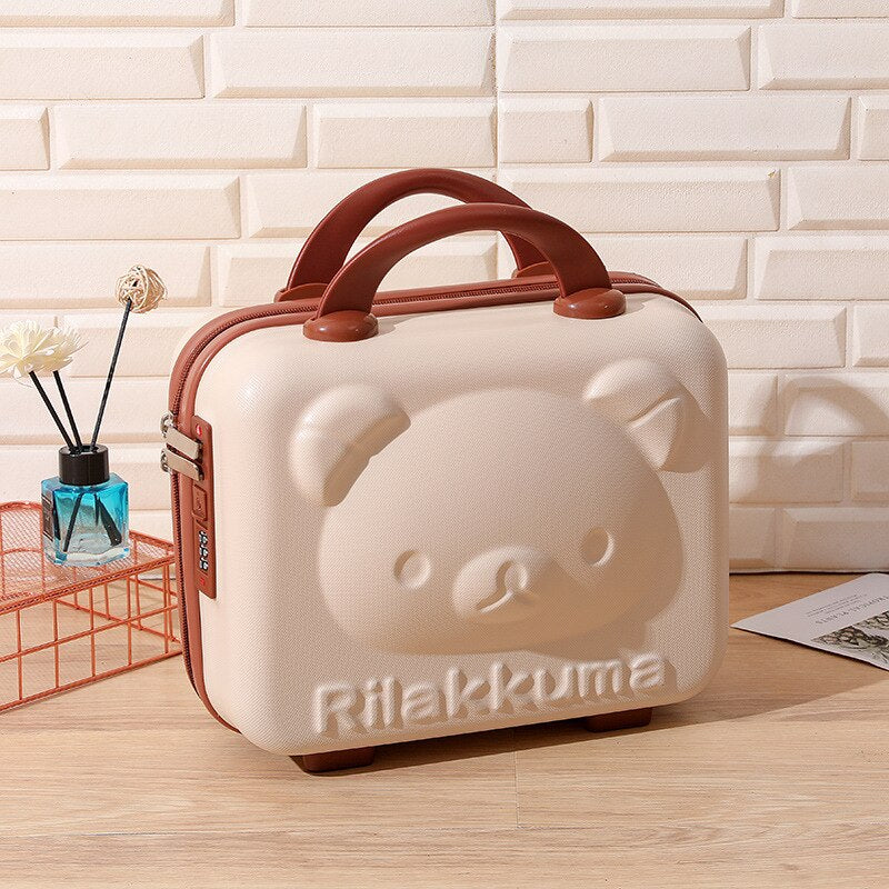 14-inch Rilakkuma Storage Box Makeup Box Suitcase Portable Small with Lock Password Mini Luggage Make Up Storage Case