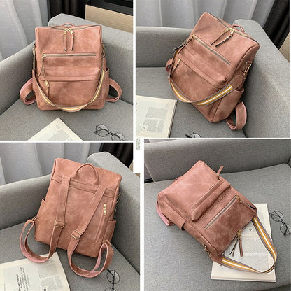 New Designer Women Bag Retro Leisure Backpack Female PU Leather Vintage Backpack Luxurious Shoulder Bag Fashion Female Bag