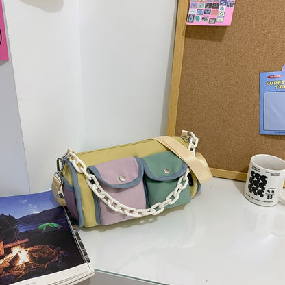 Kawaii Contrast Color Women Bag Fashion Double Pocket Chain Lady&#39;s Bag Female Leisure Shoulder Bag Cute messenger Bags Small