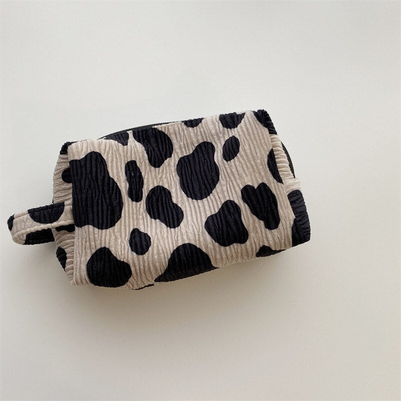 Korean Fashion Pencil Case Corduroy Plaid&Flowers Makeup Bag Lipsticks Bag Women Neceser Small Cosmetic Bag Beauty Organizer Bag