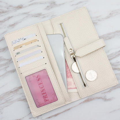Genuine Leather Women Wallets Luxury Long Hasp Lychee Pattern  Coin Purses Female Brand Solid Colors New Thin Clutch Phone Bag