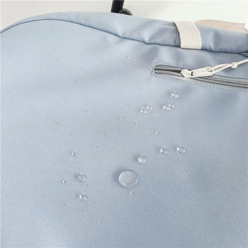 Preppy Panelled Waterproof Nylon Women Backpack Men Letter Printing Cool Travel Bag College Couples Big Schoolbag Kawaii Bookbag