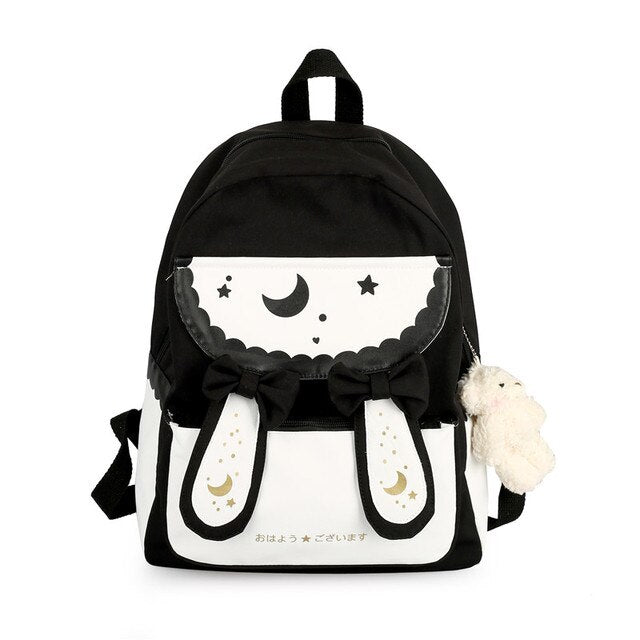 Lolita Rabbit Backpack Cute Bow Ears School Bag Teenage Girls Sweet Backpacks Students Children Harajuku Kids Rucksack