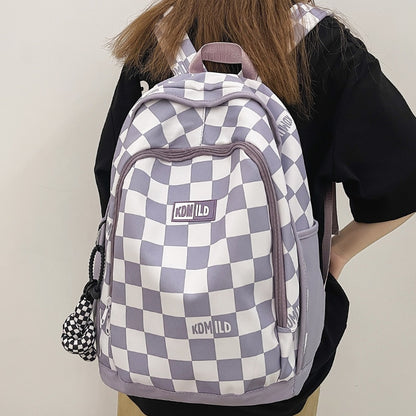 Male Women Plaid Backpack Fashion Lady Laptop School Bag New Girl Boy Backpack Trendy Female Men Travel Book Lattice Student Bag