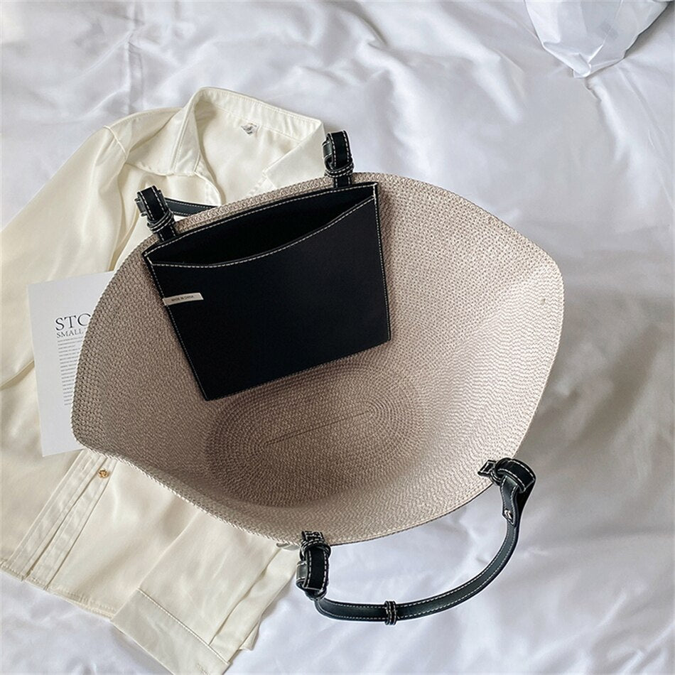 Fashion Design Rattan Woven Women Bag Luxury Brand Straw Shoulder Handbags and Purses Trend Large Capacity Female Handmade Totes