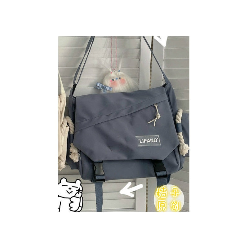 Fashion Shoulder Bags for School Teens Fun Anime Cartoon Large Size Crossbody Bag for Girl Canvas Hip Hop