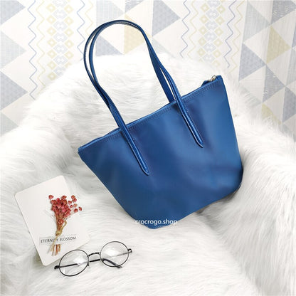 Women&#39;s Large Capacity Zipper Shopping Travel Tote Bag Fashion Casual Waterproof PVC Mobile Phone Change Shoulder Bag