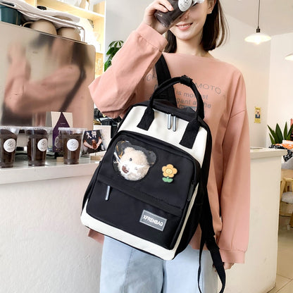 DCIMOR New Portable Nylon Women Backpack Female Cute Ring Buckle Travel Bag Teenage Girl Transparent Schoolbag Fashion Bookbag
