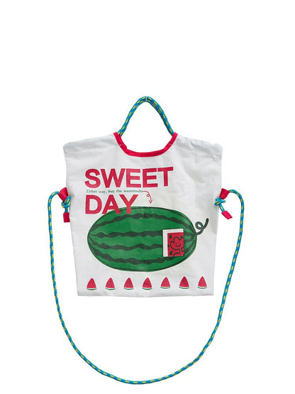 Bebobsons New Canvas Reusable Shoulder Bag Women Fruit Print Luxury Handbag Large Capacity Shopping Bag