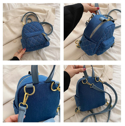 Fashion Mini Backpack Women Shoulder Bag for Teenage Girls Multi-Function Small Bagpack Ladies Travle Denim female Backpacks