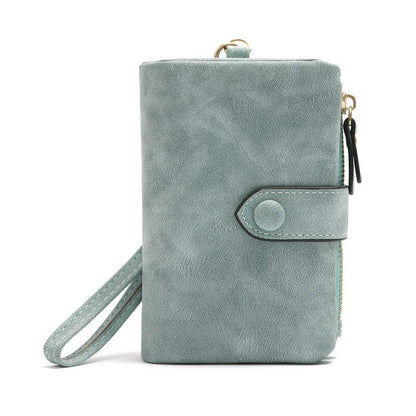 Tri-fold Short Women Wallets With Coin Zipper Pocket Minimalist Frosted Soft Leather Ladies Purses Female Pink Small Wallet