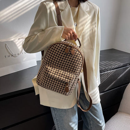 Luxury Brand Women Small Backpack Cotton and Pu Leather Backpacks for Teenager Girls Fashion Multifunction Lady Travel Back Bag
